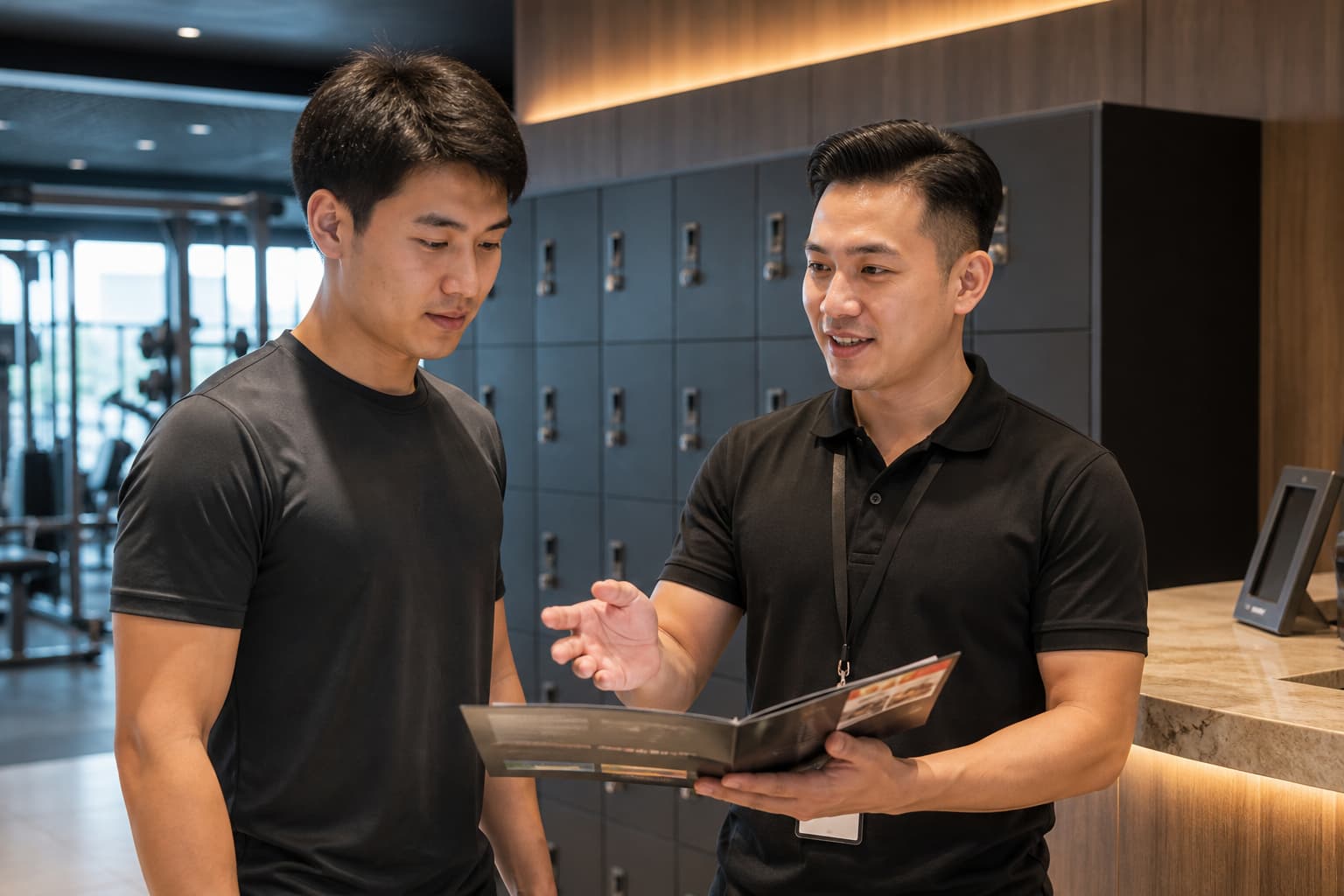 Người dùng tham quan và tư vấn trước khi đăng ký hội viên phòng gym